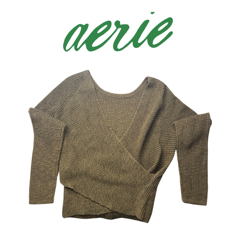 Aerie Green Cross-Back Sweater